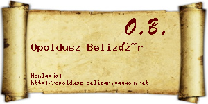 Opoldusz Belizár névjegykártya
